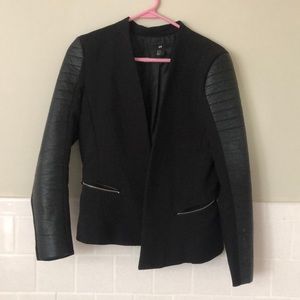 H&M Black Pleather Sleeved Blazer Jacket